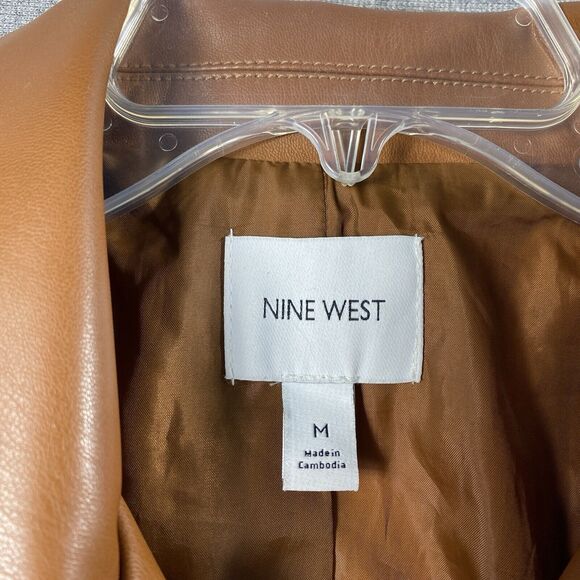 Nine West Faux Leather Moto Biker Jacket Women's Size Medium Brown - Picture 4 of 4